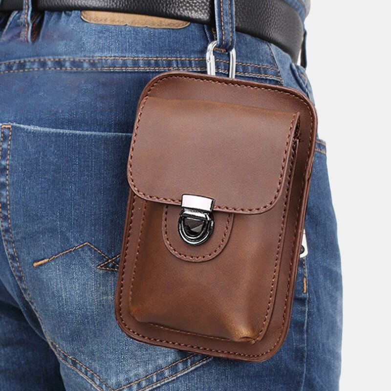 Herren Kunstleder Mini Casual Multi Carry Taille Hängend 6.3 Zoll Handytasche Schulter Umhängetasche Mit Gürtelschlaufe