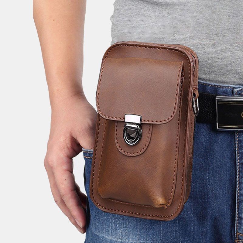 Herren Kunstleder Mini Casual Multi Carry Taille Hängend 6.3 Zoll Handytasche Schulter Umhängetasche Mit Gürtelschlaufe