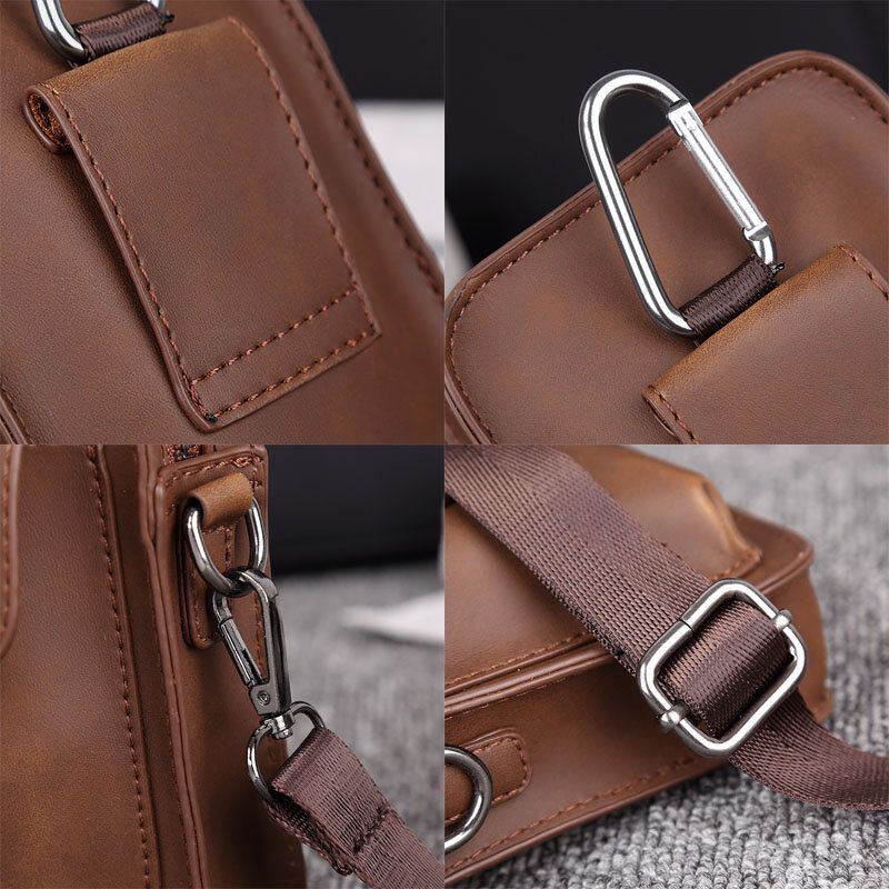 Herren Kunstleder Mini Casual Multi Carry Taille Hängend 6.3 Zoll Handytasche Schulter Umhängetasche Mit Gürtelschlaufe