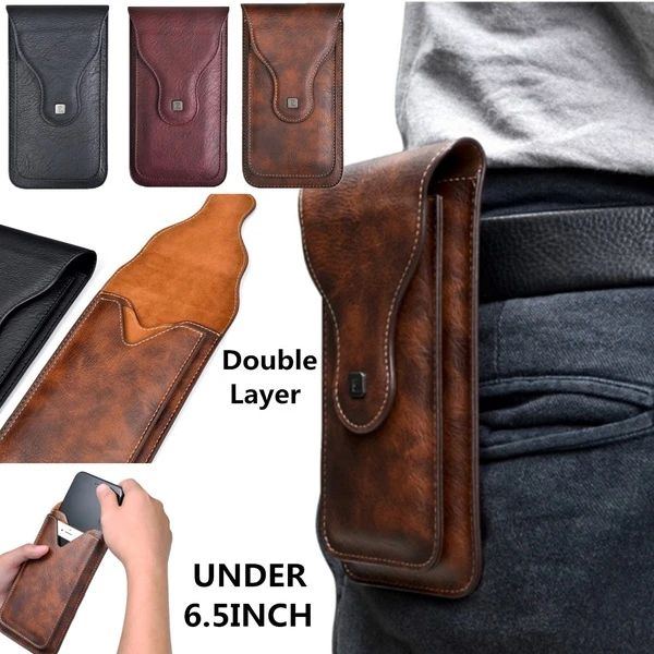 Herren Kunstleder Universal Vertikal 6.5 Zoll Telefon Gürtelclip Holster Gürteltasche