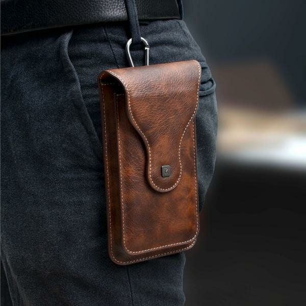 Herren Kunstleder Universal Vertikal 6.5 Zoll Telefon Gürtelclip Holster Gürteltasche