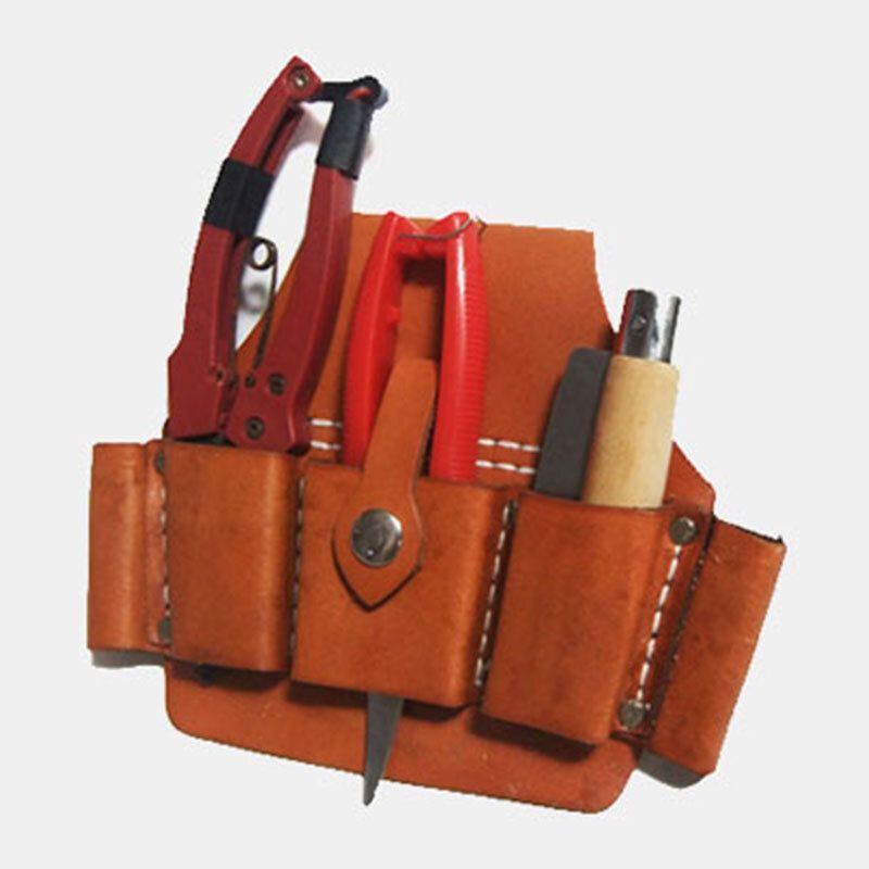 Herren Rindsleder Garten Astschere Lederbezug Gürteltasche Portabel Haspe Hardware Zangen Werkzeuge Gürteltasche