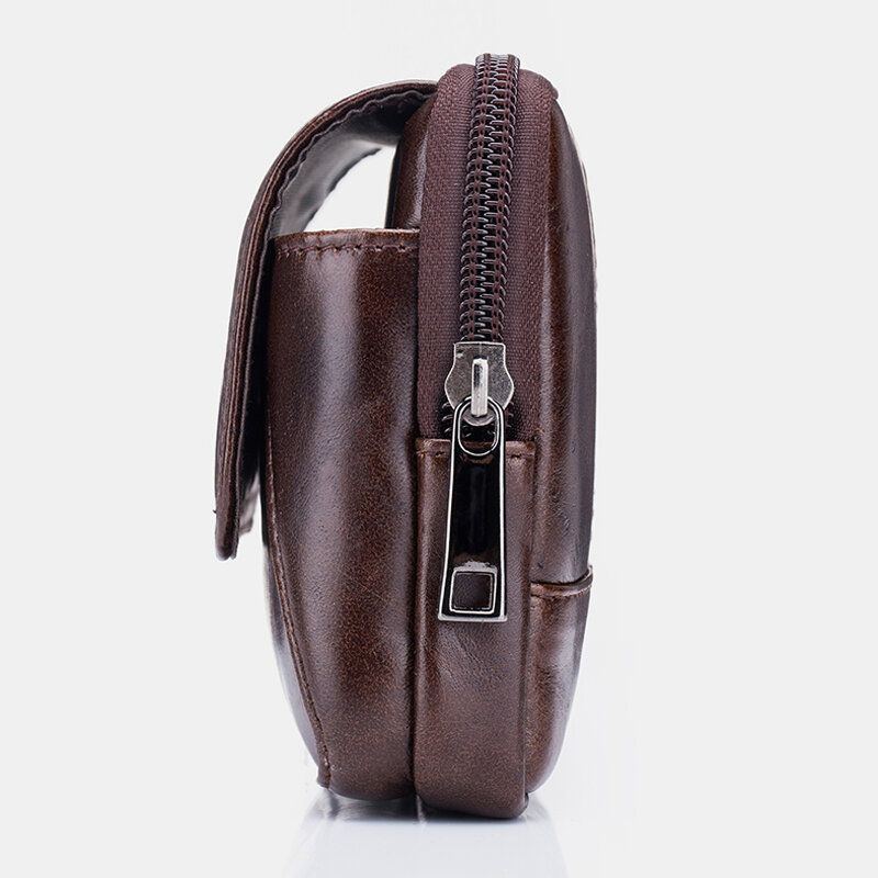 Herren Vinatge Echtes Leder 6.4 Zoll Handytasche Gürteltasche Business Bag