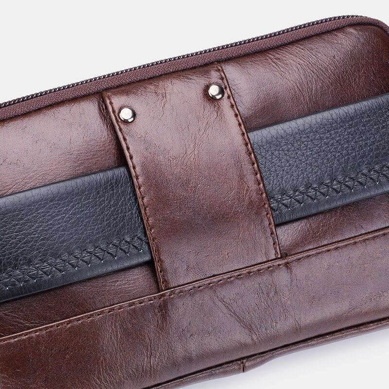 Herren Vinatge Echtes Leder 6.4 Zoll Handytasche Gürteltasche Business Bag