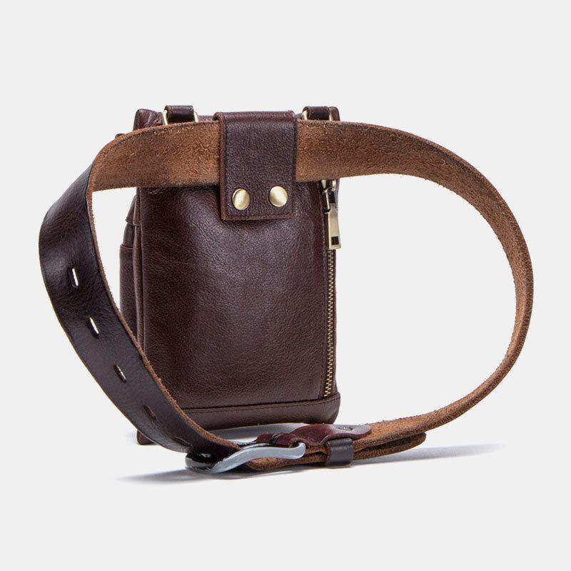 Herren Echtes Leder Retro Casual Outdoor Multi Carry Handytasche Umhängetasche Gürteltasche Für 5.8 Zoll Telefon