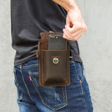 Herren Echtes Leder Retro Casual Outdoor Multi Carry Handytasche Umhängetasche Gürteltasche Für 5.8 Zoll Telefon