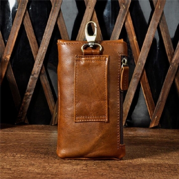 Herren Edc Echtes Leder Vintage Outdoor 7 Zoll Telefon Kameratasche Gürteltasche Brieftasche Mit Haken