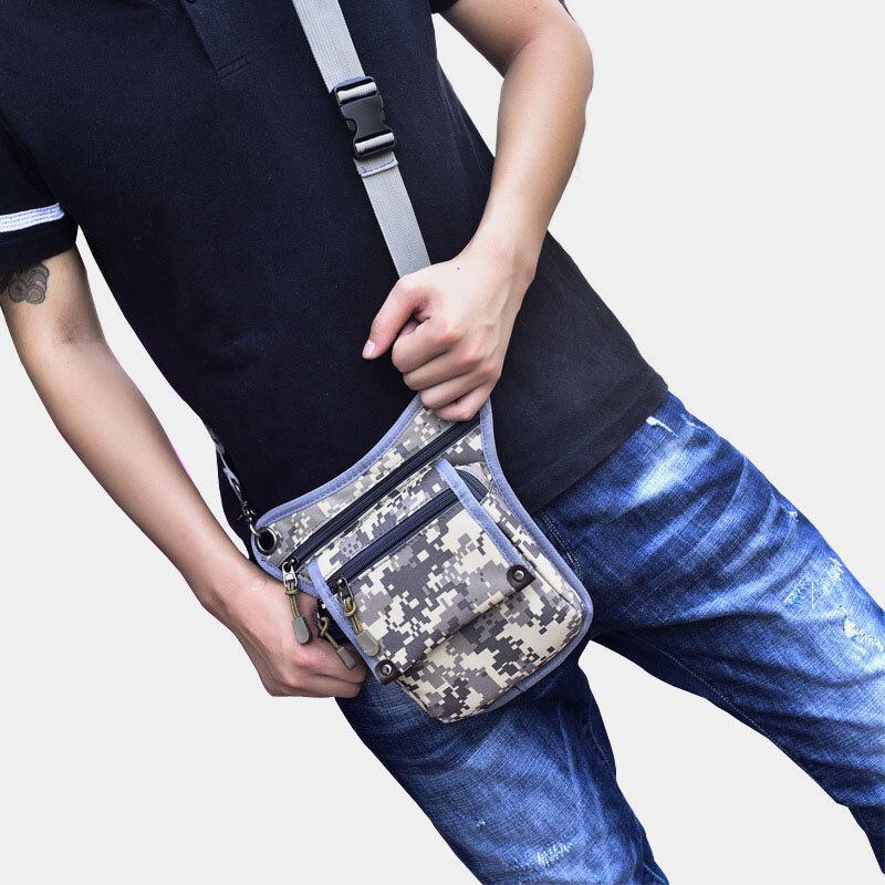 Herren Nylon Camouflage Tactical Outdoor Sport Multifunktions Wasserdichte Gürteltasche Beintasche Umhängetasche Zum Reiten