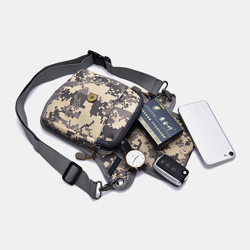 Herren Nylon Camouflage Tactical Outdoor Sport Multifunktions Wasserdichte Gürteltasche Beintasche Umhängetasche Zum Reiten