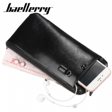 Baellerry Herren Kunstleder Lange Handytasche Reißverschluss Geldbörse Kartenhalter Clutches Bag