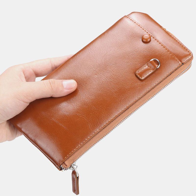 Baellerry Herren Kunstleder Lange Handytasche Reißverschluss Geldbörse Kartenhalter Clutches Bag