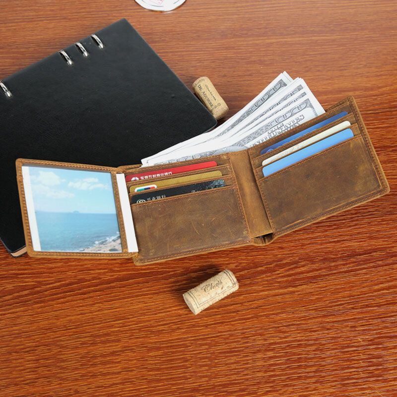 Bifold Short Anti Magnetic Money Clip Wallet Aus Echtem Leder Für Herren