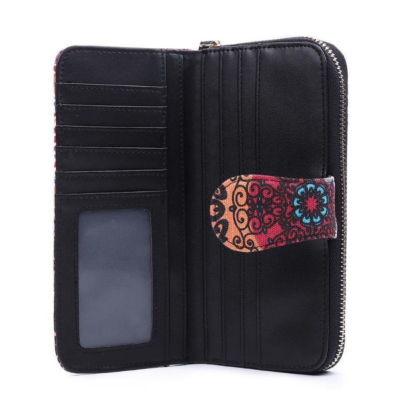 Damen Canvas Bohemian Long Wallet Muti Slot