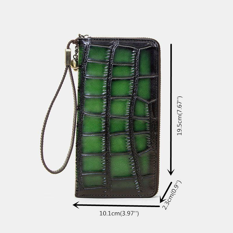 Damen Echtleder Alligatormuster Retro Soft Ledertasche Multi Slot Kartenhalter Geldbörsen Clutch Geldbörse