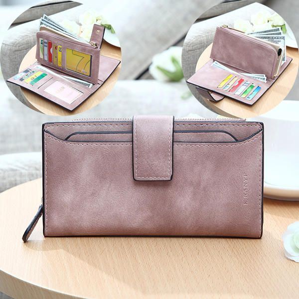 Damen Mattes Langes Portemonnaie Mit Haspe Abnehmbarer Kartenhalter Münztaschen Clutches Taschen