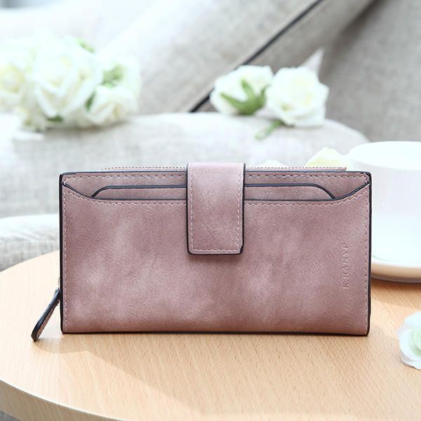 Damen Mattes Langes Portemonnaie Mit Haspe Abnehmbarer Kartenhalter Münztaschen Clutches Taschen