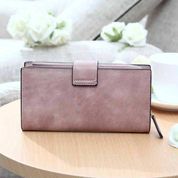 Damen Mattes Langes Portemonnaie Mit Haspe Abnehmbarer Kartenhalter Münztaschen Clutches Taschen