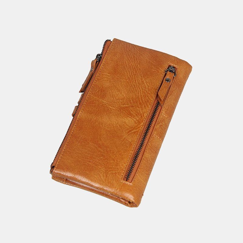 Damen Multi Slots 12 Kartenfächer Zipper Bifold 6.3inch Phone Long Wallet