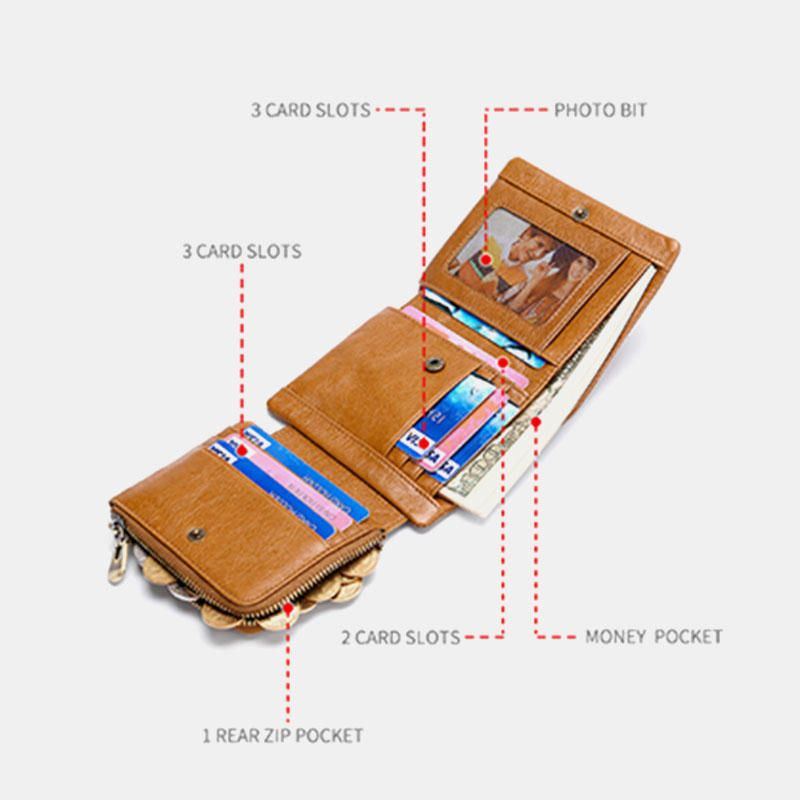 Dreifach Gefaltete Geldbörse Aus Echtem Leder Für Herren