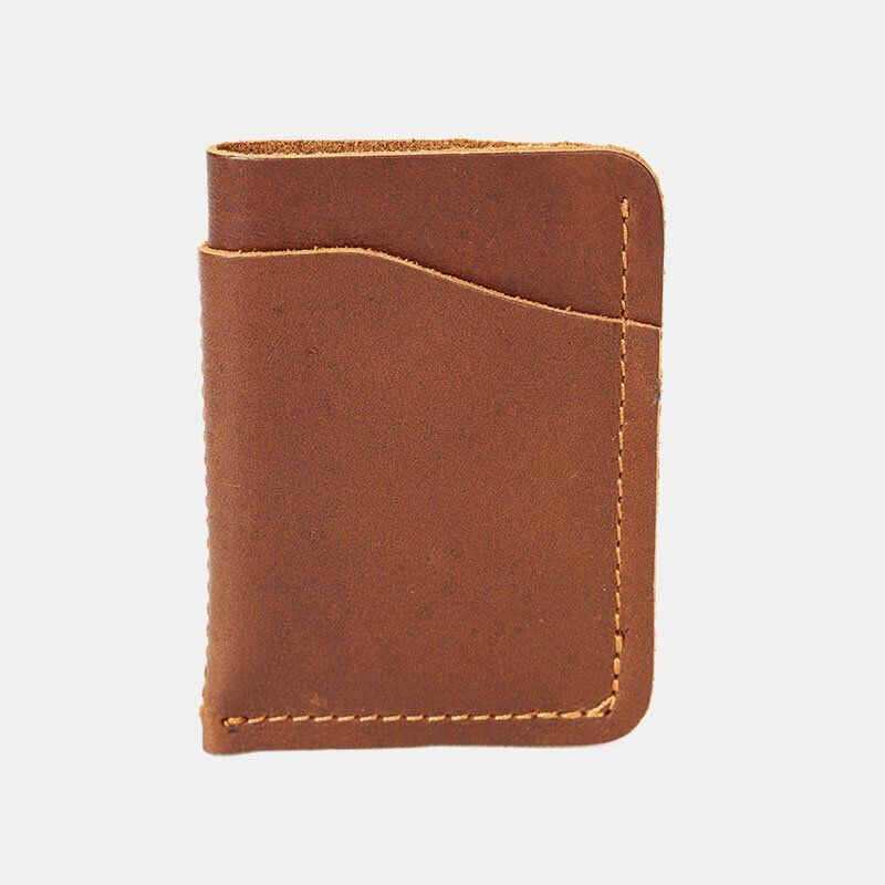 Echtes Leder Retro Mini Easy Carry Card Receipt Holder Short Wallet Für Herren