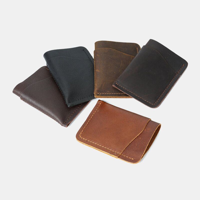 Echtes Leder Retro Mini Easy Carry Card Receipt Holder Short Wallet Für Herren