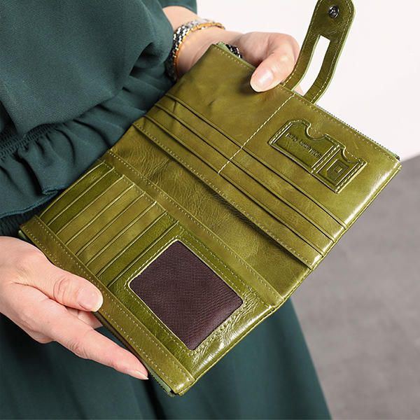 Damen Echtes Leder Antimagnetische Lange Telefon Brieftasche Kartenhalter Handytasche