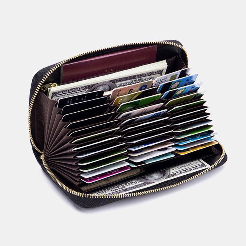 Damen Echtes Leder Organ Design Multi Card Slot Clutch Geldbörse Lange Geldbörse