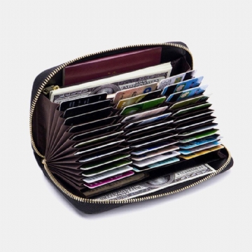 Damen Echtes Leder Organ Design Multi Card Slot Clutch Geldbörse Lange Geldbörse