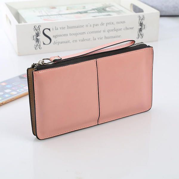 Damen Pu Patchwork Linien Geldbörse Elegante Ultradünne Wristlet Geldbörse Handy Geldbörse