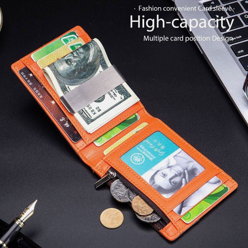 Herren Bifold Leder Geldbörsen Anti Diebstahl Bürste Multi Card Slot Kartenhalter Geldbörse Rindsleder Geldbörsen