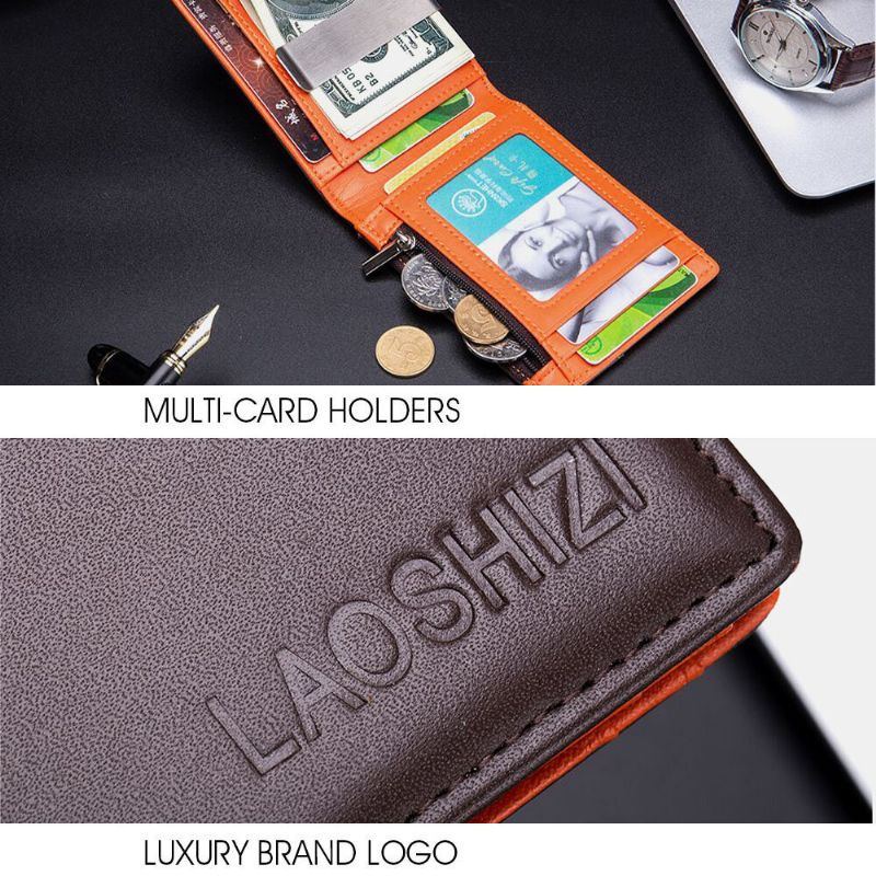 Herren Bifold Leder Geldbörsen Anti Diebstahl Bürste Multi Card Slot Kartenhalter Geldbörse Rindsleder Geldbörsen