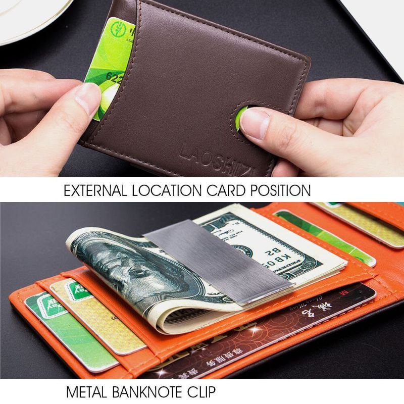 Herren Bifold Leder Geldbörsen Anti Diebstahl Bürste Multi Card Slot Kartenhalter Geldbörse Rindsleder Geldbörsen