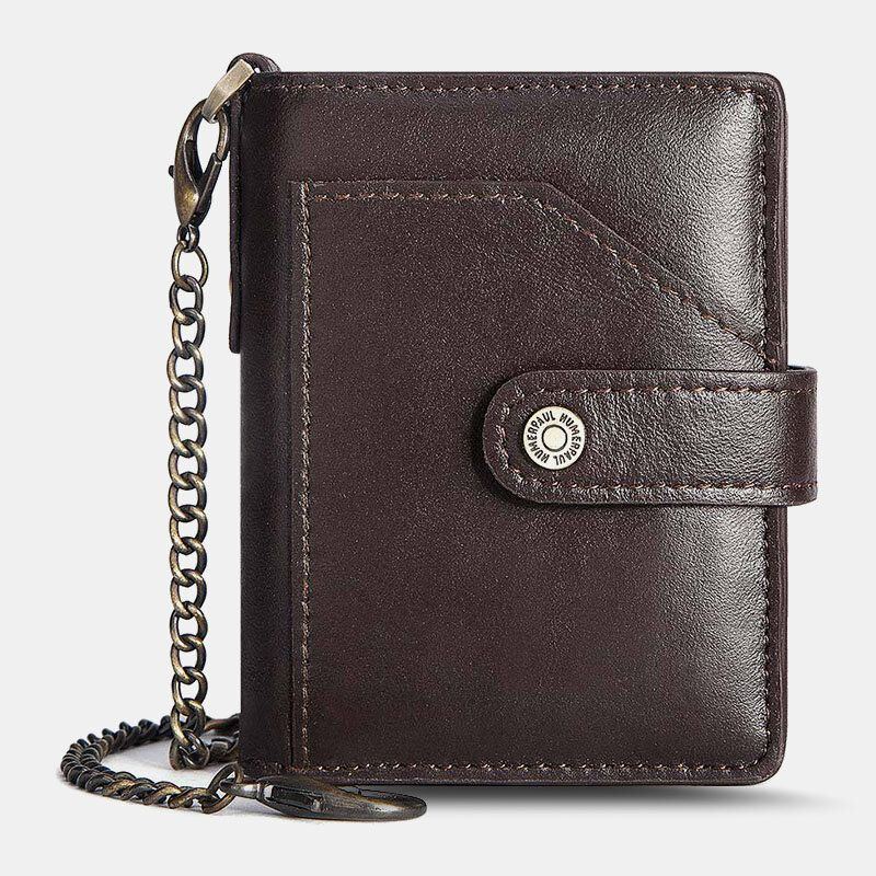 Herren Bifold Short Blocking Antimagnetic Wallet First Layer Rindsleder 9 Kartenfächer Kartenhalter Geldscheinklammer