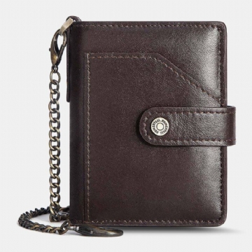 Herren Bifold Short Blocking Antimagnetic Wallet First Layer Rindsleder 9 Kartenfächer Kartenhalter Geldscheinklammer