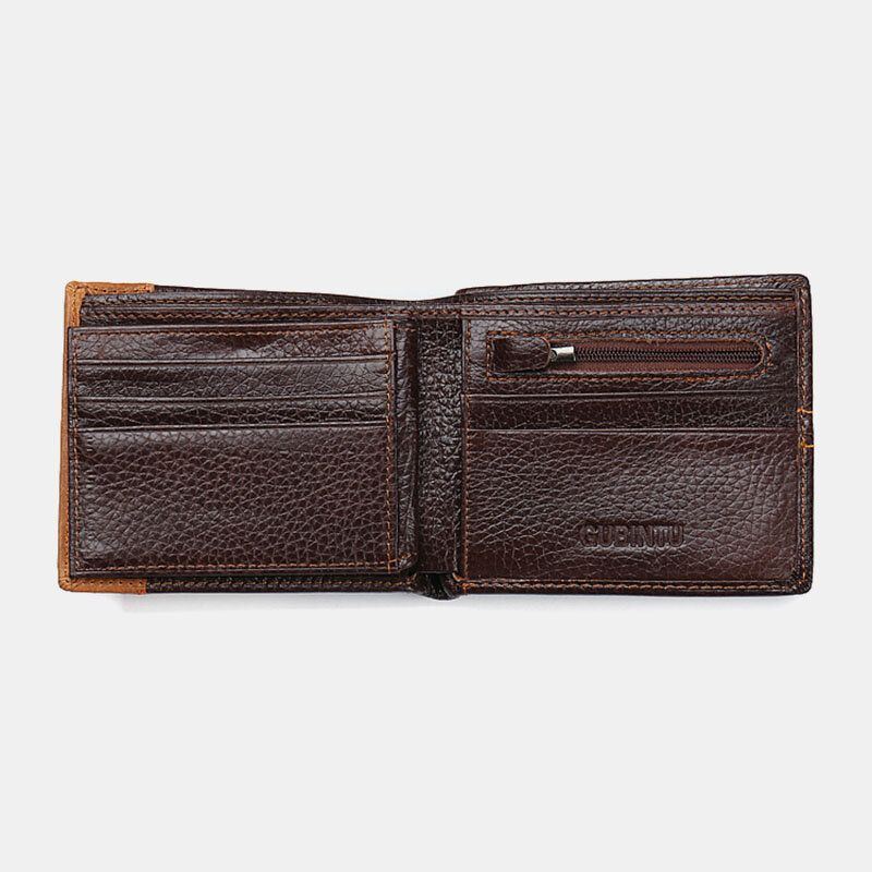 Herren Bifold Short Brief Muster Echtes Leder Geldbörse Retro 8 Kartenfächer Spleißen Kartenetui Geldbörse Geldscheinklammer