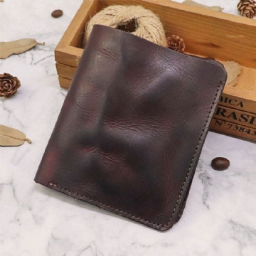 Herren Bifold Vertical Rindsleder Fold Wallet Retro Multi Kartensteckplatz Kartenhalter Geldscheinklammer Mini Geldbörse