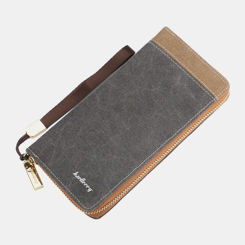 Herren Canvas Bifold Long Multi Slots Kartenetui Handyhalter Geldbörse Geldbörse