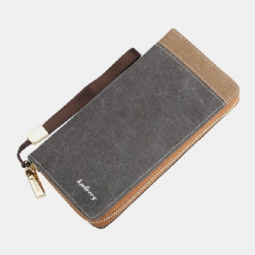 Herren Canvas Bifold Long Multi Slots Kartenetui Handyhalter Geldbörse Geldbörse