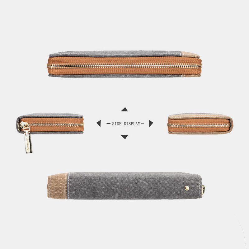 Herren Canvas Bifold Long Multi Slots Kartenetui Handyhalter Geldbörse Geldbörse