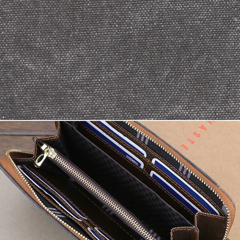 Herren Canvas Bifold Long Multi Slots Kartenetui Handyhalter Geldbörse Geldbörse