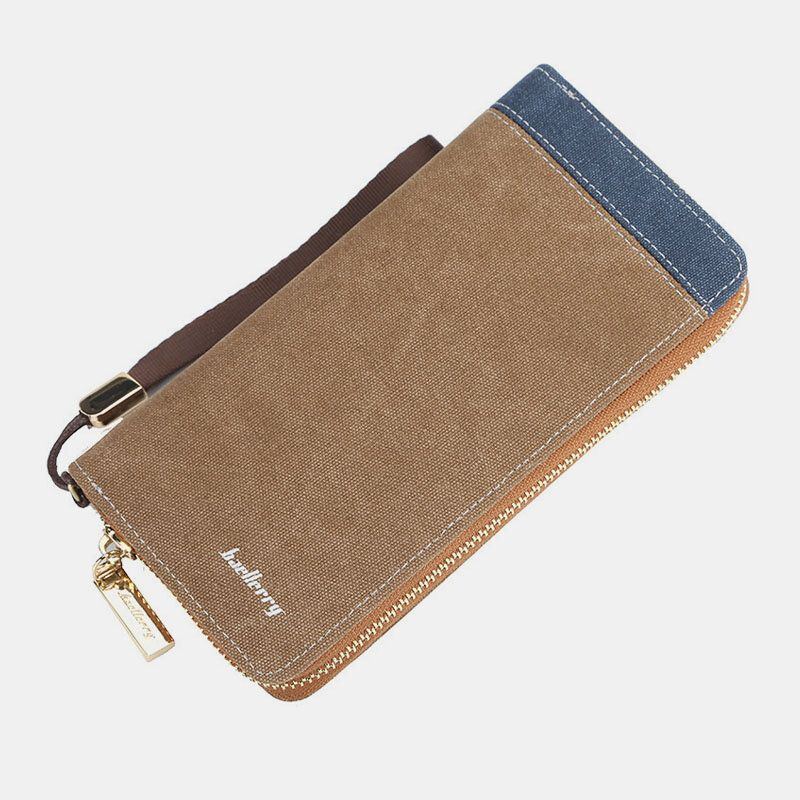 Herren Canvas Bifold Long Multi Slots Kartenetui Handyhalter Geldbörse Geldbörse