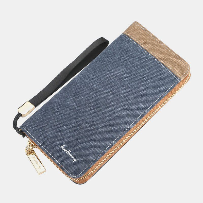 Herren Canvas Bifold Long Multi Slots Kartenetui Handyhalter Geldbörse Geldbörse