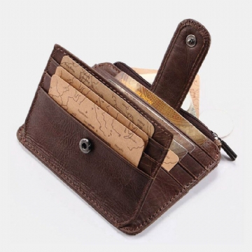 Herren Echtes Leder 11 Kartenfächer Kartenhalter Mini Reißverschluss Geldbörse Clutch Geldbörsen