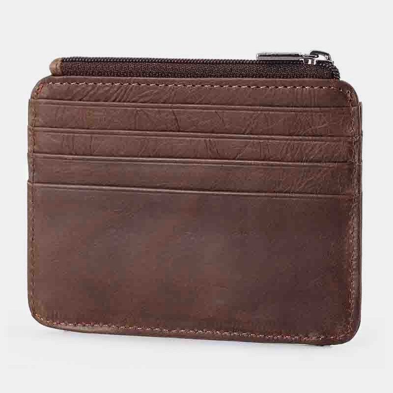 Herren Echtes Leder 11 Kartenfächer Kartenhalter Mini Reißverschluss Geldbörse Clutch Geldbörsen