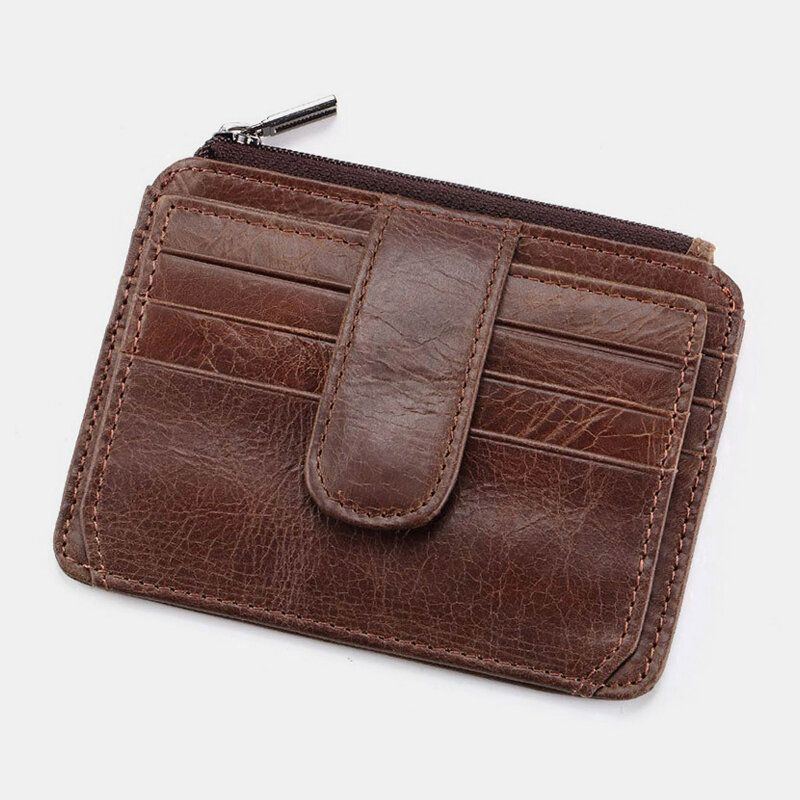 Herren Echtes Leder 11 Kartenfächer Kartenhalter Mini Reißverschluss Geldbörse Clutch Geldbörsen