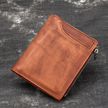 Herren Echtes Leder 7 Kartenfächer Kurze Geldbörse Vintage Tasche