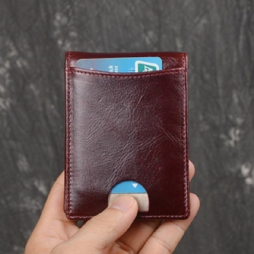 Herren Echtes Leder Anti Diebstahl Antimagnetisch Swipe Easy Carry Card Bag Money Clip Wallet