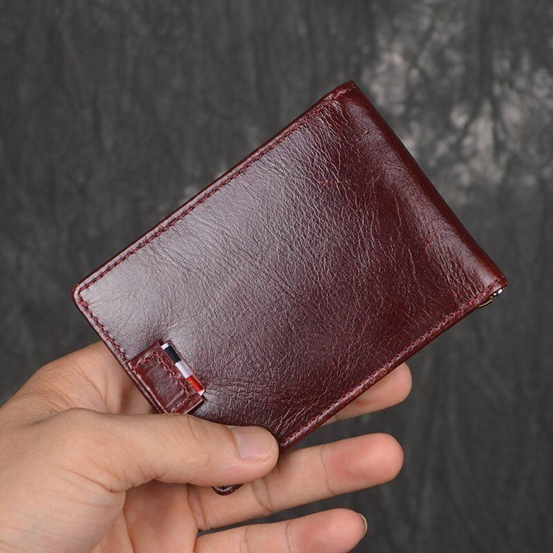 Herren Echtes Leder Anti Diebstahl Antimagnetisch Swipe Easy Carry Card Bag Money Clip Wallet