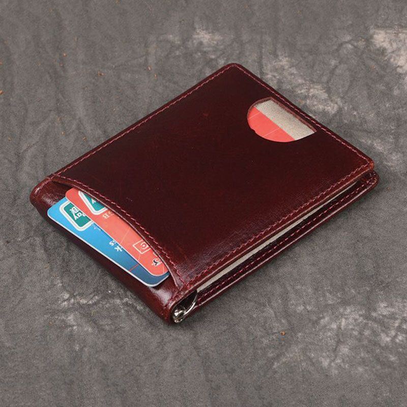 Herren Echtes Leder Anti Diebstahl Antimagnetisch Swipe Easy Carry Card Bag Money Clip Wallet