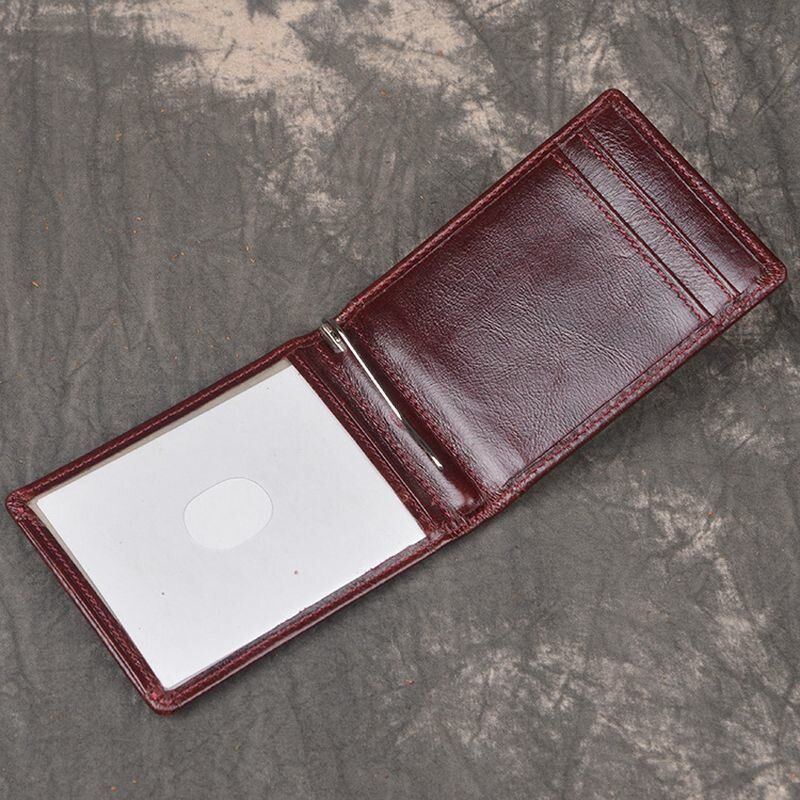 Herren Echtes Leder Anti Diebstahl Antimagnetisch Swipe Easy Carry Card Bag Money Clip Wallet